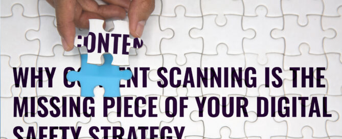 Person's hand placing the final piece of a digital safety strategy puzzle into place