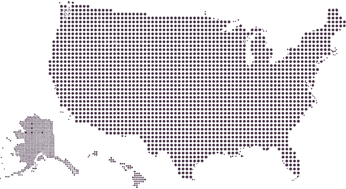 385,000+ Students Affected Annually United States map composed of dots representing approximately 385,000 students affected annually nationwide