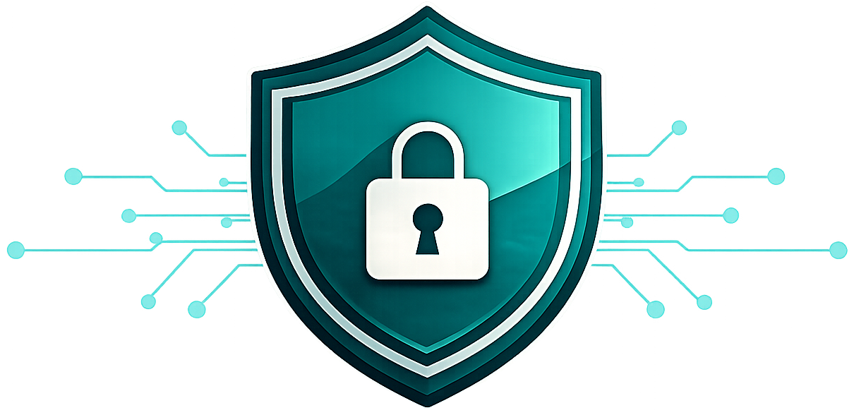 Privacy By Design – File Fingerprints, Not File Contents Digital security shield with padlock and network connections representing NetPropriate's privacy-first file fingerprint analysis technology.