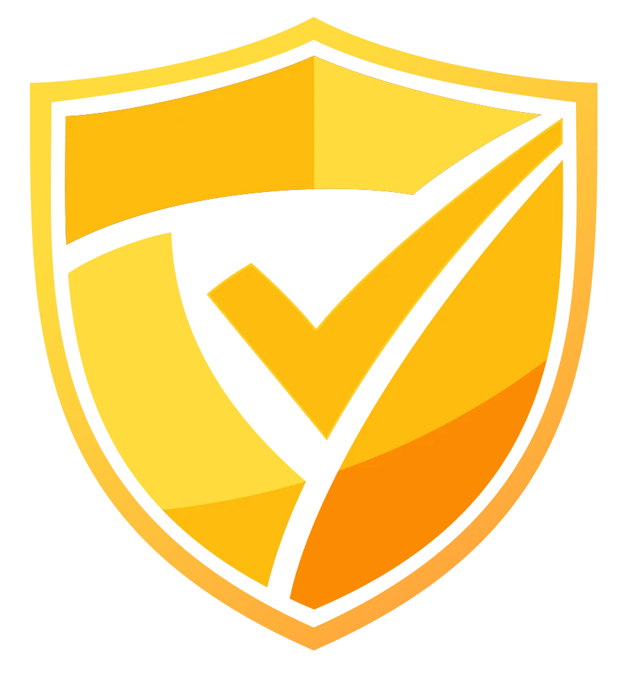 Gold Shield Check Icon | NetPropriate Gold shield with check mark icon representing trusted protection, verified oversight, and risk reduction.